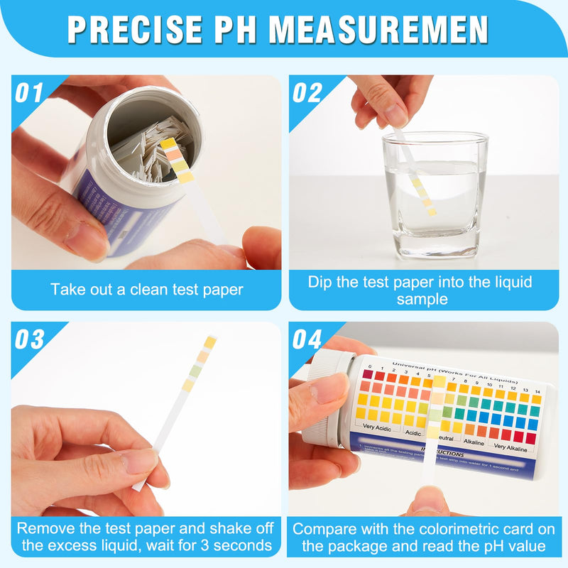 200pcs pH Test Strips (0-14) - Highly Accurate Litmus Paper for Testing Urine, Saliva, Drinking Water, Aquariums, Pools, Labs, Food, and Soap Making pH Test Strips 0-14