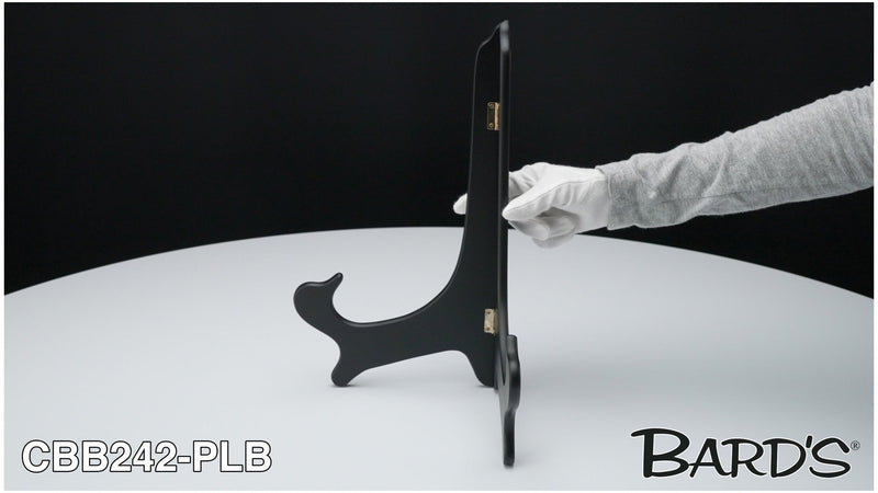 Bard's Hinged Black MDF Wood Plate Stand, 14" H x 11" W x 8" D (For 13" to 17" Plates) 1