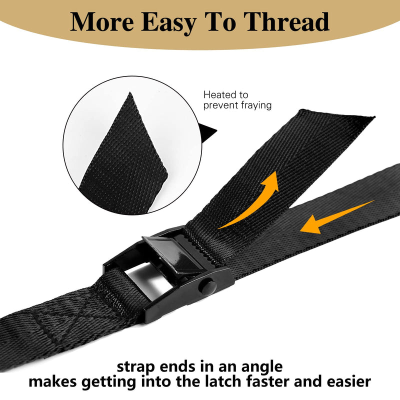 [Australia - AusPower] - 5Pack Cam Buckle Tie Down Straps, 1" x 4 ft Heavy Duty Lashing Secure Strap Adjustable Black Pull Cinch Strap for Kayak, Cargo, Luggage, Bicycles,Truck, Car Roof Rack, Moving 1"*4ft 