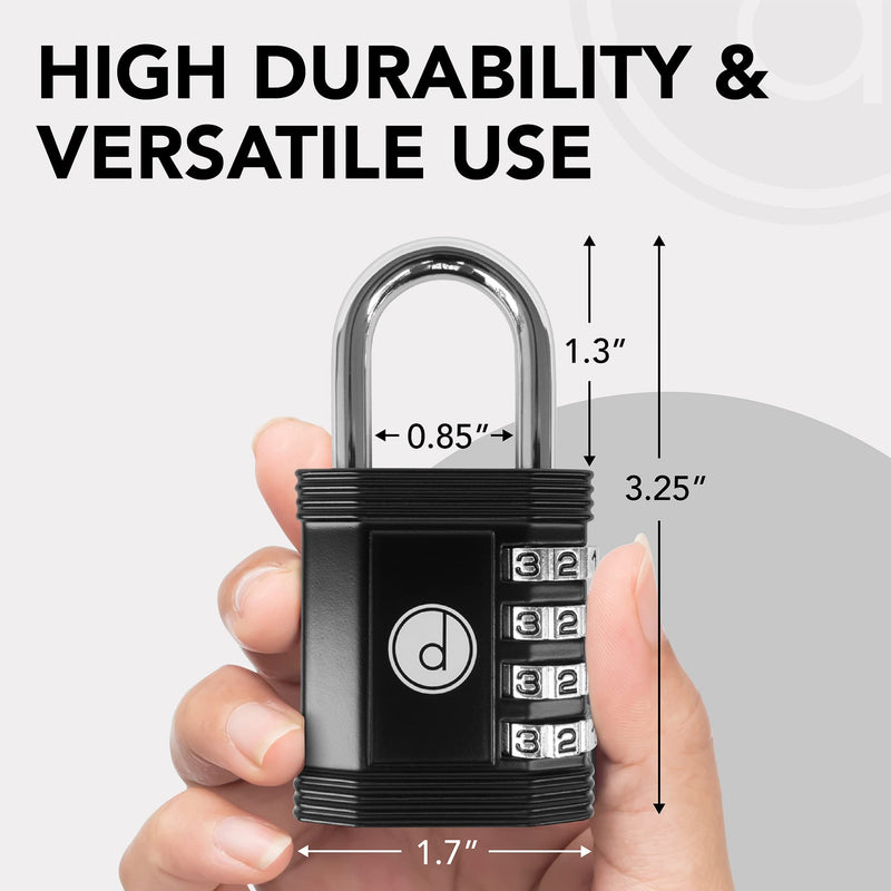 [Australia - AusPower] - Padlock 4 Digit Combination Lock - for Gym School Locker, Outdoor Gate, Shed, Fence, and Storage, Combo Luggage Lock - Locker Lock- Weatherproof Metal - Keyless, Easy to Set, Resettable - Black 1 