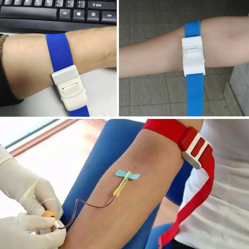 6 x Vein Storms, Medical Nurse Tourniquet Buckle, Tourniquet Bands, Vein Congestion Tube, Dust Band, Blood Collection and Wound Care Used (Mixed Colour)