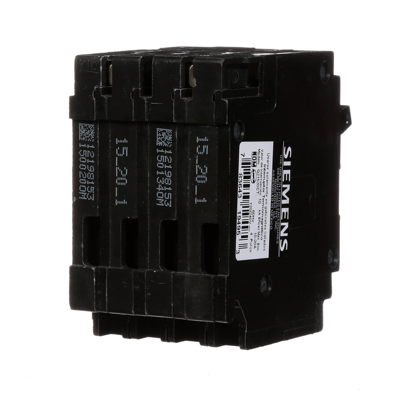 SIEMENS Q21520CT Triplex Two Outer 15 Amp Single-Pole and One Inner 20 Amp Double-Pole Circuit Breaker