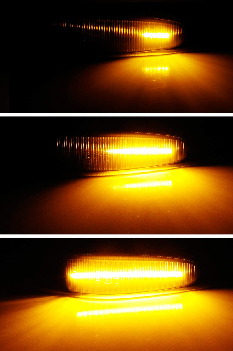 iJDMTOY Smoked Sequential Blink Amber LED Side Marker Light Assembly Compatible With Mitsubishi Lancer Evo X Mirage Outlander Sport, Powered by 36-SMD LED, Replace OEM Sidemarkers Smoked Lens Amber Sequential LED
