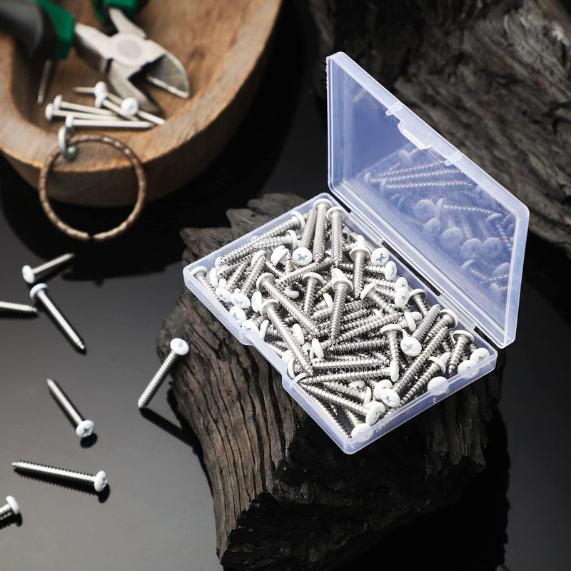 [Australia - AusPower] - 100 Pcs #8 White Pan Head Screw White Sheet Metal Screw Self Tapping Stainless Steel Wood to Metal Screws for Wall Plates Switches Covers Replacement, 5 Sizes 100 