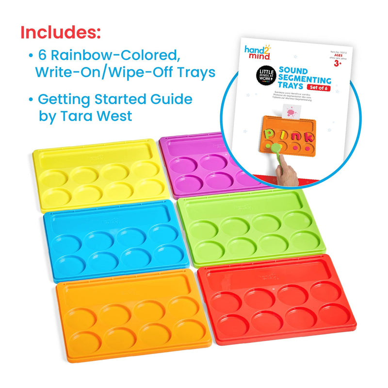 [Australia - AusPower] - hand2mind Little Minds at Work Sound Segmenting Trays by Tara West, Phonemic Awareness, Science of Reading Manipulatives, Elkonin Boxes, Letter Sounds, Preschool Learning Activities (Set of 6) 