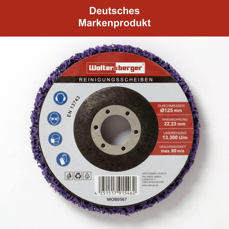[Australia - AusPower] - Woltersberger® Pack of 5 Coarse Cleaning Discs Diameter 125 mm CSD Cleaning Fleece CBS Nylon Fabric Disc Purple for Angle Grinder Rust Remover for Flex 125mm 