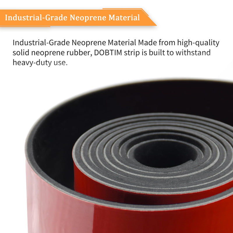 DOBTIM Solid Neoprene Rubber Strips with Adhesive Backing 1/8 (.125)" Thick x 1" Wide x 10' Long, Self Adhesive Rubber Sheets, Rolls & Strips for DIY Gaskets Crafts Pads Seals Warehouse Flooring 1" X 10' .125" thick (Adhesive）
