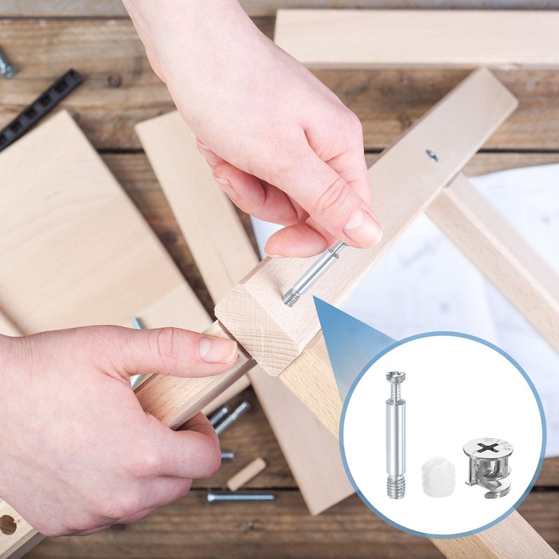 [Australia - AusPower] - uxcell 45Set 15x14mm Furniture Cam Lock Fitting with 5.8x40mm Dowel Fasteners, 3-in-1 Metal Furniture Board Connecting Screws Bolts Assortment Kit for Cabinets Chairs Drawer 5.8 x 40mm 45 