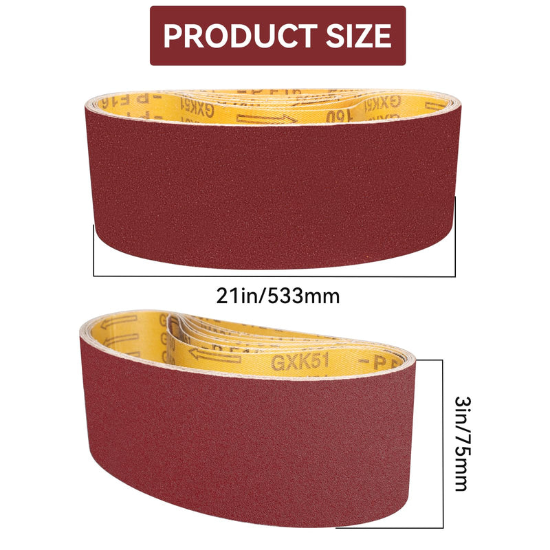 [Australia - AusPower] - GXK51 Sanding Belt 75 x 533 mm, Pack of 10 Grit 40, Sanding Belt Kits Compatible with Belt Sanders, for Sanding, Filing, Sharpening and Removing Metal Wood Surfaces 75x533mm Korn 40 