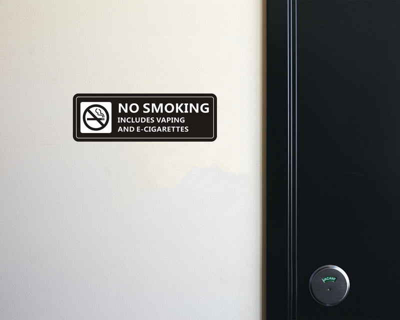 [Australia - AusPower] - No Smoking Signs, (2 PACK) Self-adhesive No Smoking Signs for Business, 9 x 3 Inch Metal Signage for Home House Restaurants and Hotels (Black White) 9" x 3" 2 Pack (Black) 