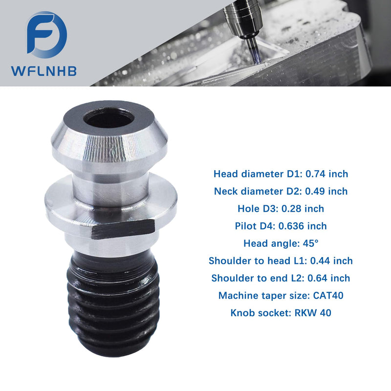 [Australia - AusPower] - WFLNHB 10Pcs CAT40 45° Coolant Pull Stud Retention Knob Fit for CNC Machining Machines 