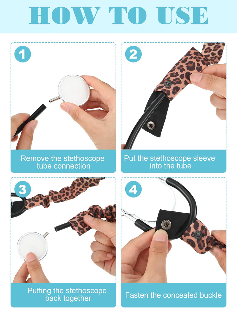 [Australia - AusPower] - 6 Pieces Stethoscope Cover Scrunchie Elastic Fabric Stethoscope Covers Sleeve Compatible with Stethoscope 6 Styles Stethoscope Neck Wrap for Nurse Doctor 