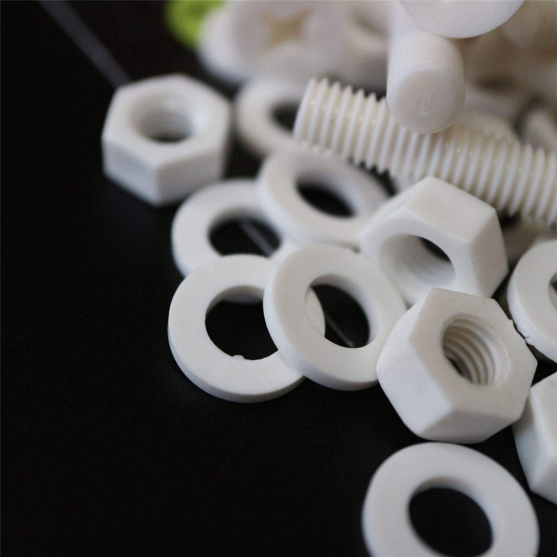 [Australia - AusPower] - 20 x White Countersunk Screws Polypropylene (PP) Plastic Nuts and Bolts, Washers, M6 x 40mm, Anti-Corrosion, Chemical Resistant, (15/64 x 1 37/64 in) 