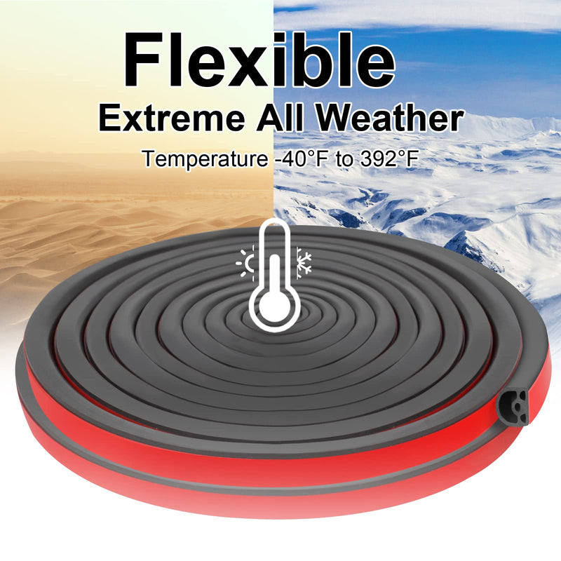 [Australia - AusPower] - [New Upgrade] 19.7Ft Silicone Door Weather Stripping Door Seal Strip for Doors & Windows, Multi-Layer Soundproof Chamber Design, Self-Adhesive, Seal Large Gaps, Easy to Cut & Install 9/16" (W) x 15/32" (T) x 19.7' (L) Black 