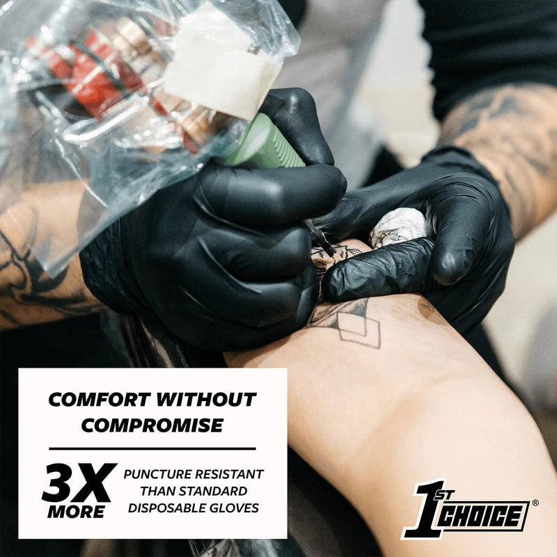 [Australia - AusPower] - 1st Choice Black Nitrile Gloves Box of 100 Large Gloves Disposable Latex Free - Exam Grade Black Gloves for Cooking - 3mil Large (Pack of 100) 