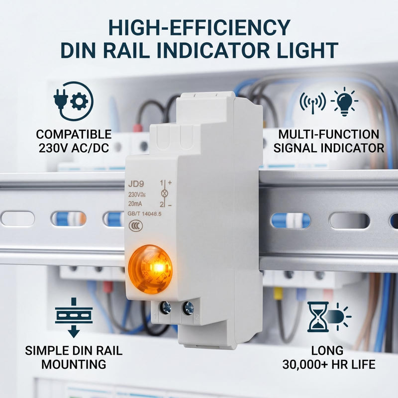 LED indicator light, DIN rail, control light for AC/DC 230V circuits (Yellow)