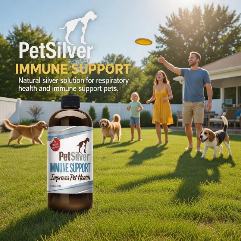 [Australia - AusPower] - PetSilver Immune Support, Natural Nebulizer Solution, Promotes Respiratory Health in Cats & Dogs, Allergies, Sinus & Cough Treatment, Easy to Use, Patented Chelated Silver, Made in the USA, 16 fl oz 
