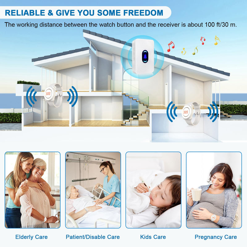 Daytech Wireless Caregiver Pager Call Button Elderly
