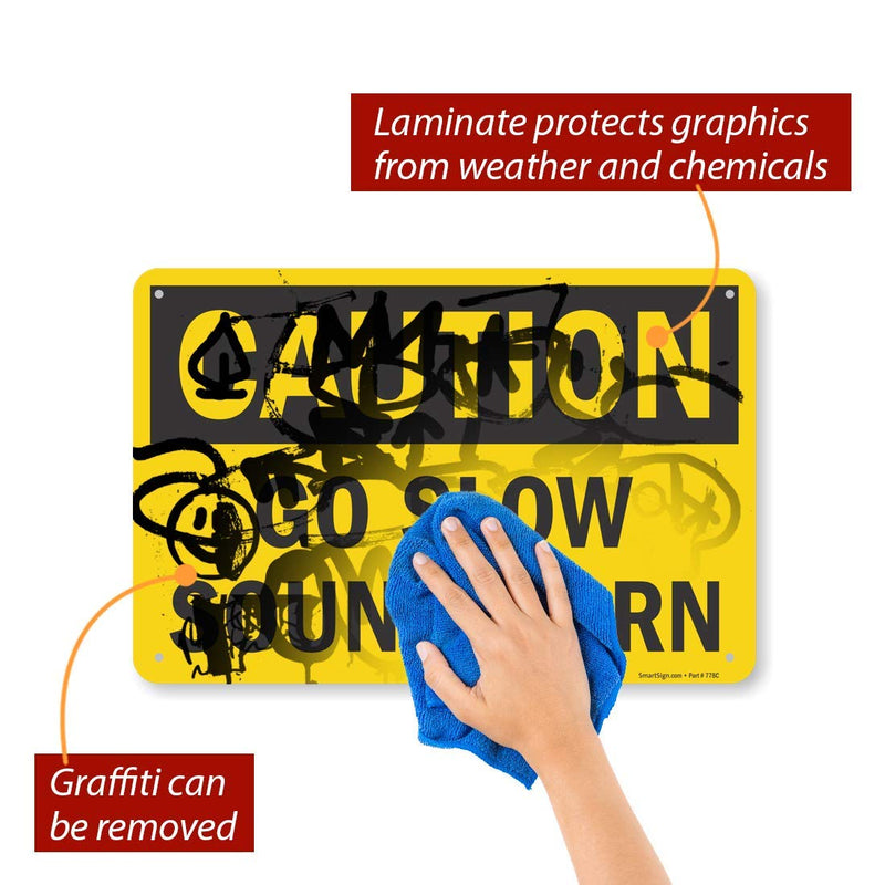 SmartSign "Caution - Go Slow, Sound Horn" Sign | 12" x 18" Aluminum 12" x 18" Non-Reflective Aluminum