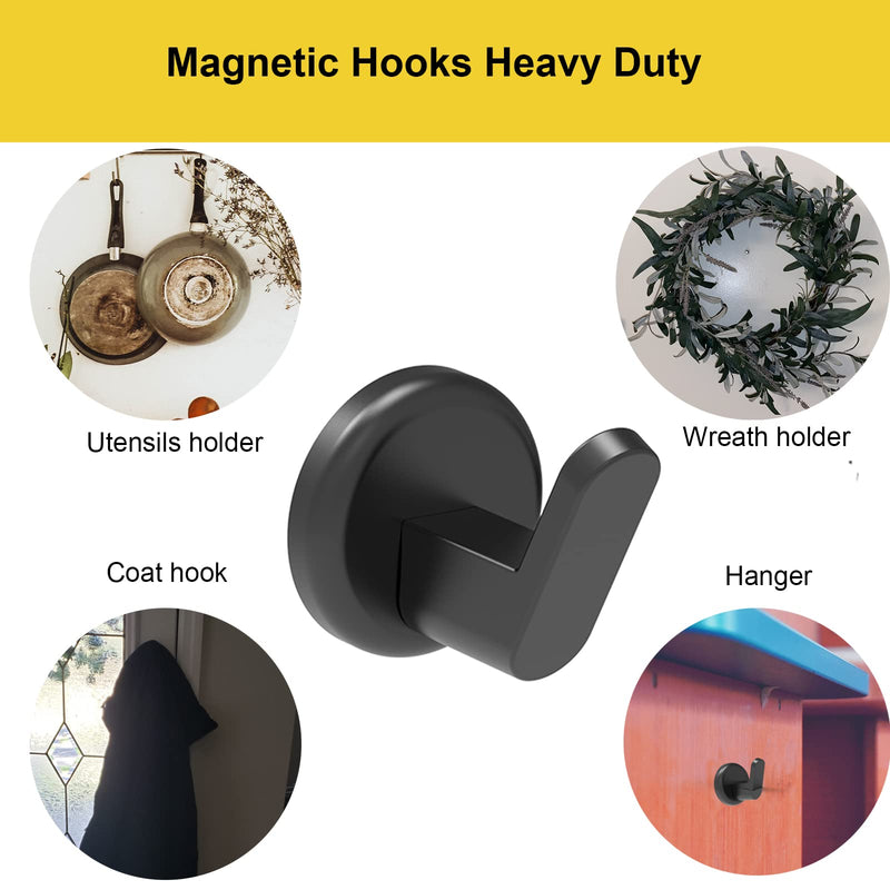[Australia - AusPower] - Ant Mag Magnetic Hooks Heavy Duty for Hanging Utensils Grills Keys Coats for Home Kitchen Refrigerator 2 Pack ST42 Black 