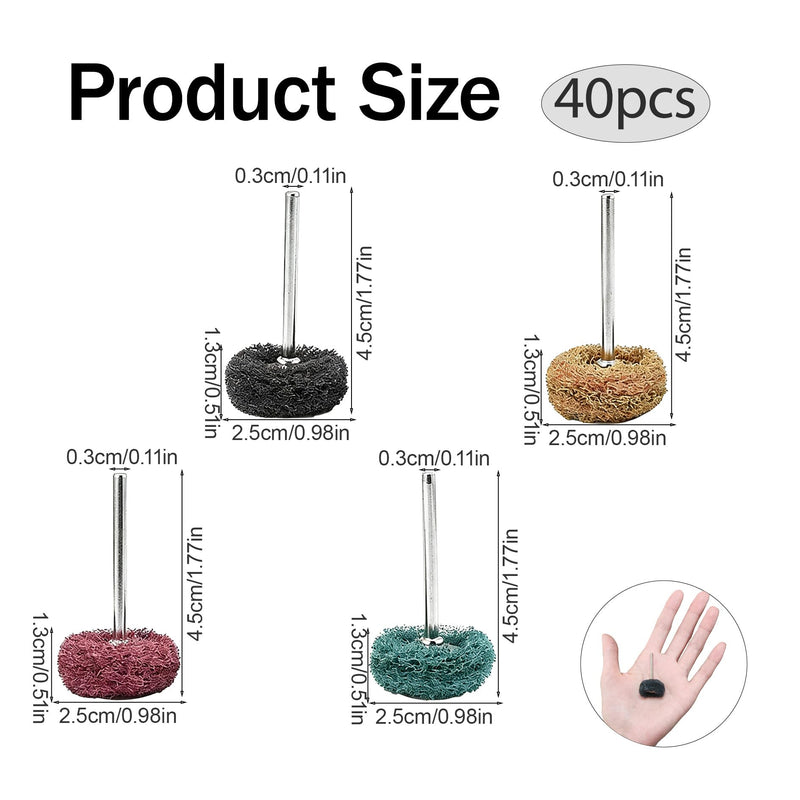 Pack of 40 Abrasive Buffing Wheels, Abrasive Polishing Wheels, Flap Grinder for Drill, Grits 80/150/240/300, Versatile Polishing Accessories for Metal, Jewelry and More