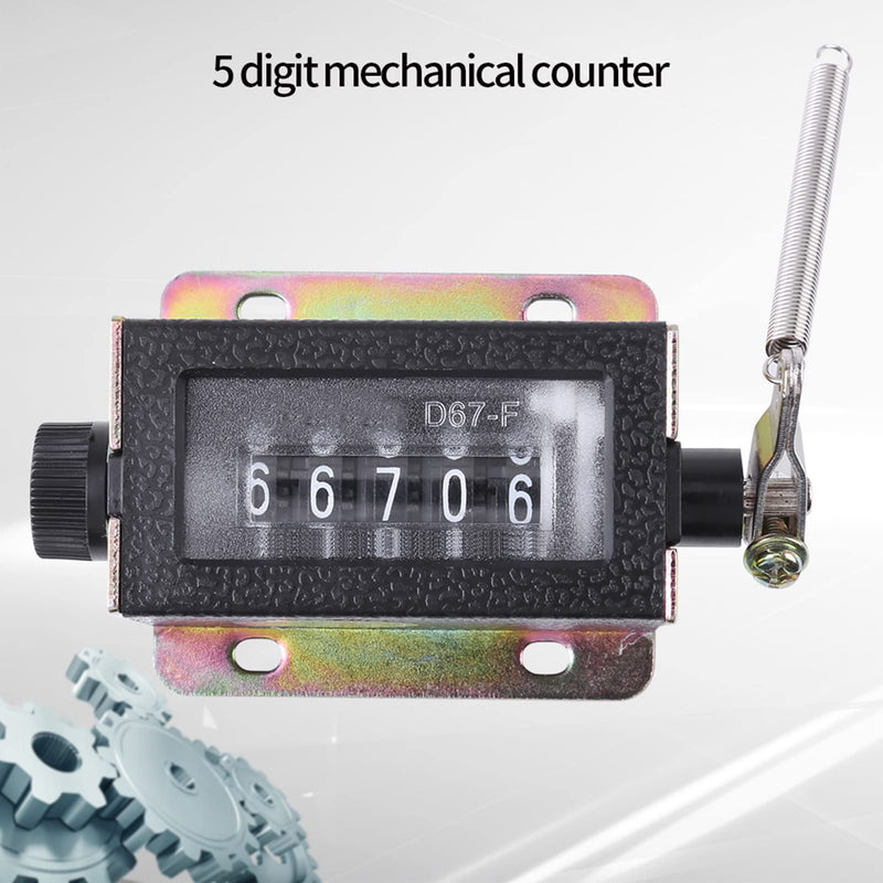 5 Digit Train Counter, D67-F Mechanical Resettable Manual Pull Stroke Tally Counter Accurately (0 to 9999)