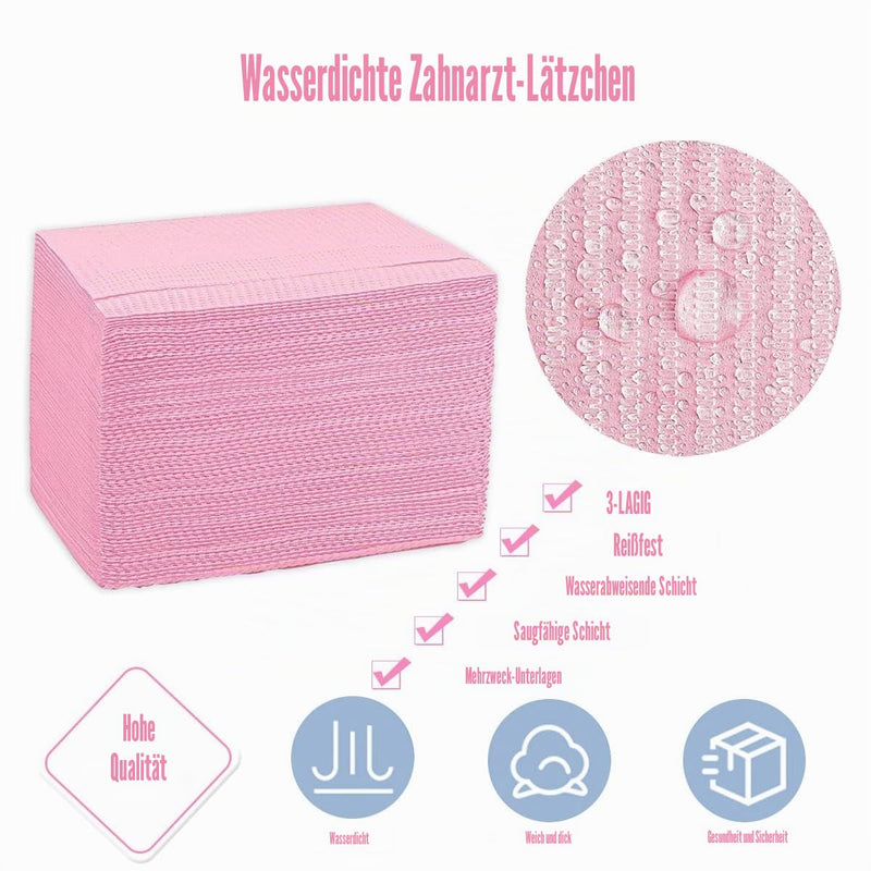 Pack of 60 Disposable Dental Boxes for Patients, 13 x 18, 3-Layer Waterproof Piercing Tattoo Paper Napkin Cloth for Dental Clinic, Tattoo Station and Salon (Pink) pink