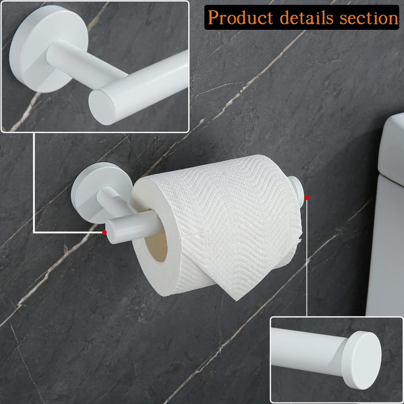 White Toilet Roll Holder Bathroom Toilet Paper Holder Wall-Mounted TP Toilet Tissue Holder White