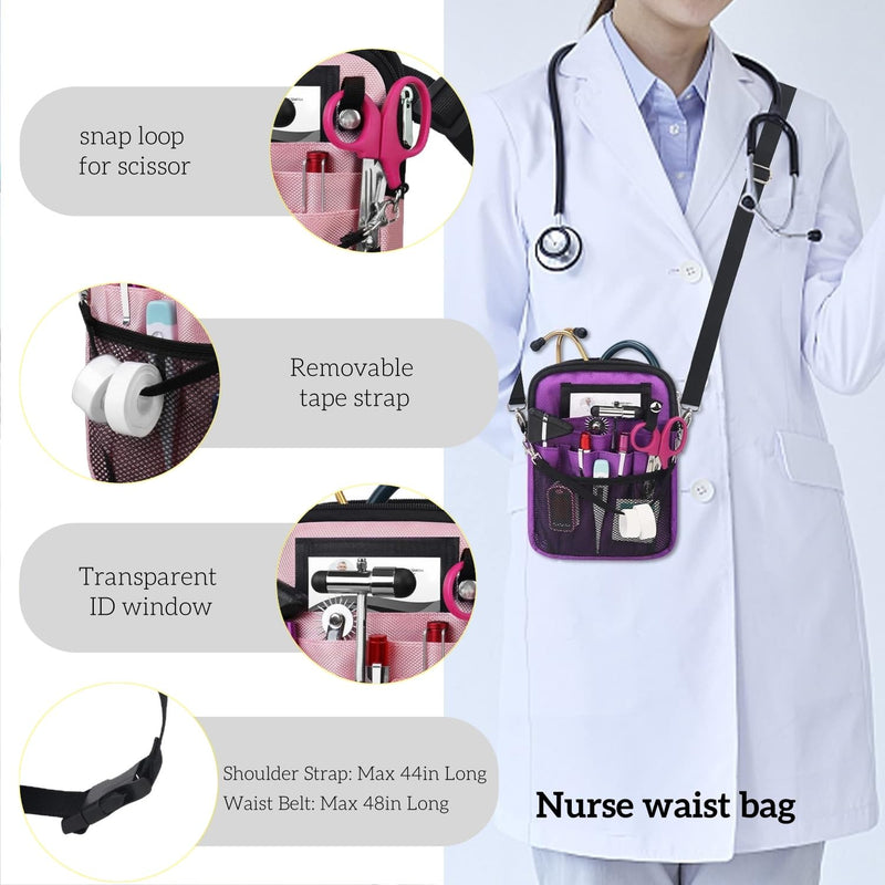 [Australia - AusPower] - Nursing Fanny Pack,Nurse Waist Bag,Medical Organizer Belt Adjustable Waist Strap/Multi Compartment Suitable for Stethoscopes,Bandage,Scissors and Other Supplies(Gray） Grey 