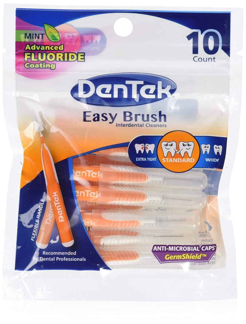 [Australia - AusPower] - DenTek Easy Brush Interdental Cleaners | Brushes Between Teeth | Standard | Mint Flavor | 10 Count (Pack of 6) 10 Count (Pack of 6) 