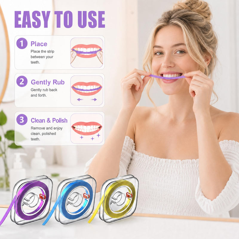 3 Volumes Tooth Sandpaper, Polishing Strips Between Teeth | Tooth sandpaper, tooth polishing strips, dental polishing strips, tooth sandpaper for spaces (4 mm x 6 m)