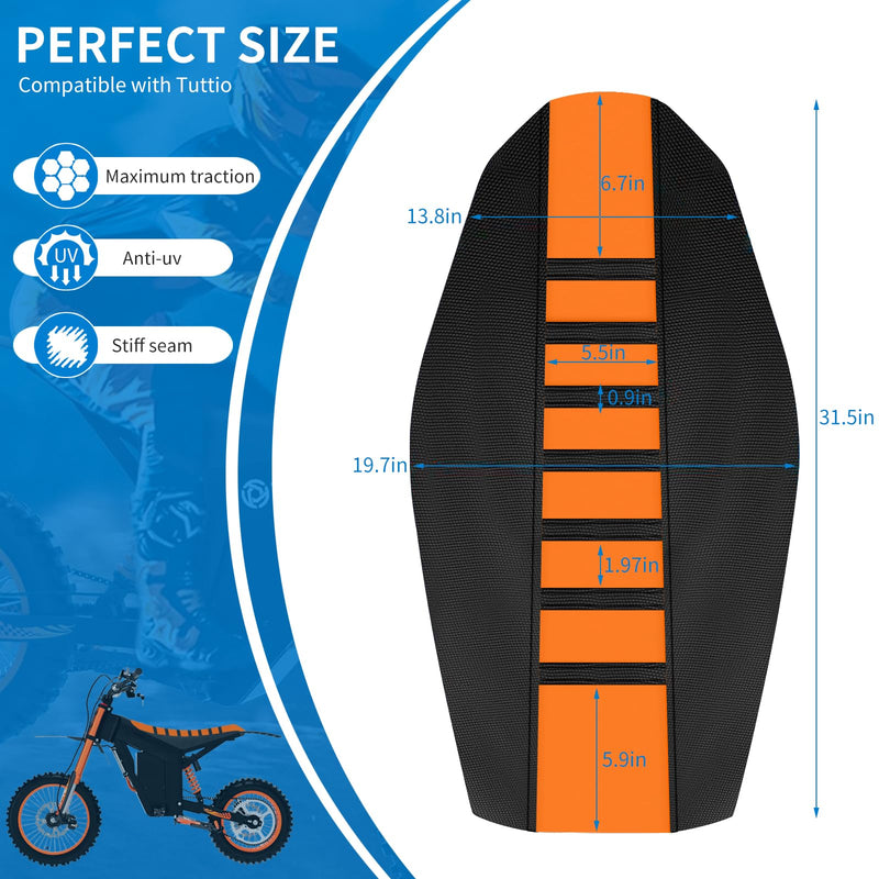 [Australia - AusPower] - Dirt Bike Seat Cover Compatible with Tuttio, Motorcycle Universal Seat Cover, Soft Ribbed Covers, Non-Slip Rubber with Black Stripe, Easy to Install, for Dirt Bike and Motocross (Orange) 