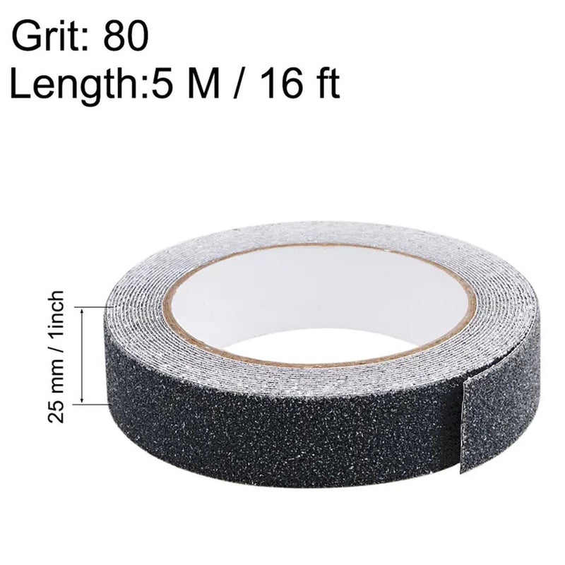 [Australia - AusPower] - Anti Slip Grip Tape, Waterproof Outdoor Grip Tape for Stairs, Stair Grips Non Slip for Skateboards, Outdoor Adhesive Stair Grip Tape for Step Treads,Black Grip Tape, 1inx16.5ft Black 1" x 16.5 Feet 