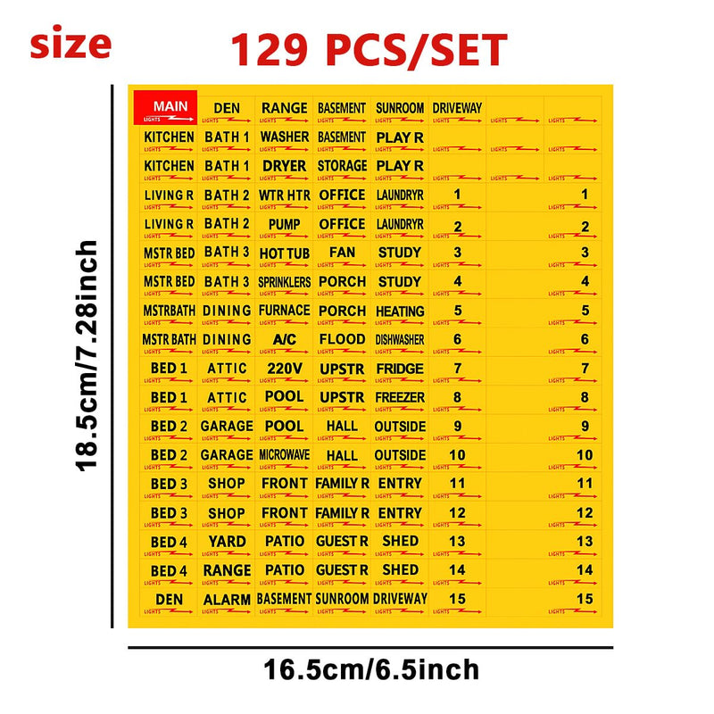 Circuit Breaker Labels, Breaker Box Label, Electrical Panel Labels, Easy Read and Install,Yellow Yellow