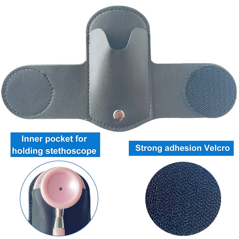 [Australia - AusPower] - Stethoscope Holder - Stethoscope Holster/Premium Leather Stethoscope Holder Hip Clip/Universal Clip-on Stethoscope Holster for Littmann & Most Stethoscope (Black) Black 