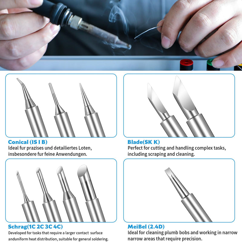 900M Soldering Tips, 14-Piece Soldering Iron Tips Set, Replacement Soldering Tips Set, Welding Tips for Soldering Stations, Compatible with Hakko Yihua Atten More, Soldering Iron Replacement Welding Equipment Accessories (10) 10