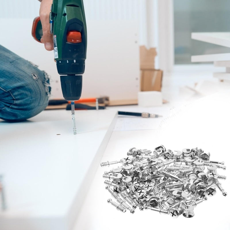 [Australia - AusPower] - 50 Sets Alloy Furniture Linking Nuts for Quick Assembly of Cabinets Wardrobes and Office Furniture Fastener Components 