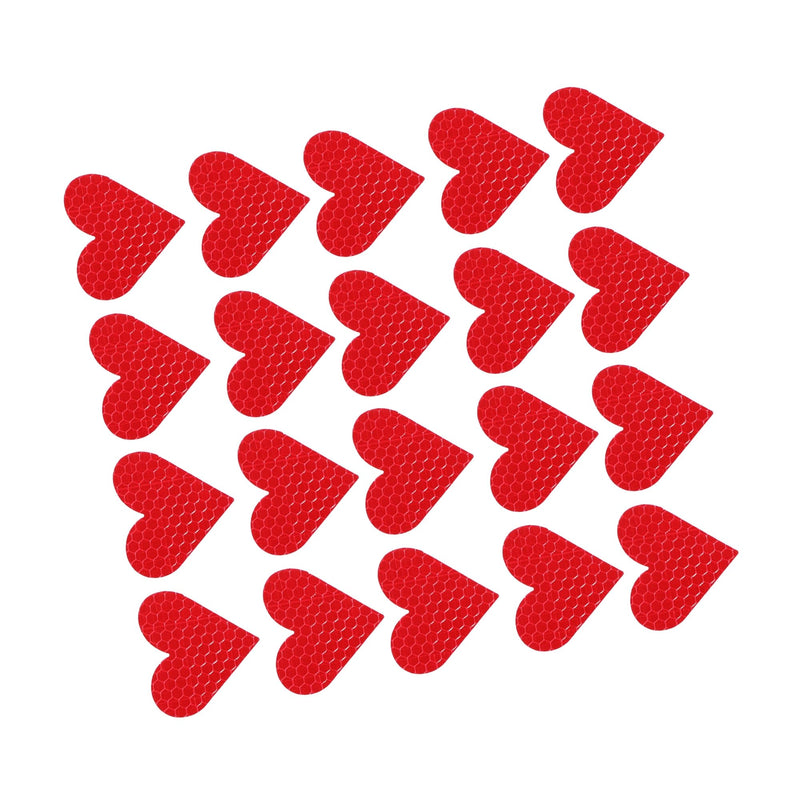 20 Pcs Reflective Stickers, 1.93"x1.73" Heart Shape Safety Tape Reflector Universal for Cars Trucks Trailers Waterproof PET Red Auto Replacement Parts