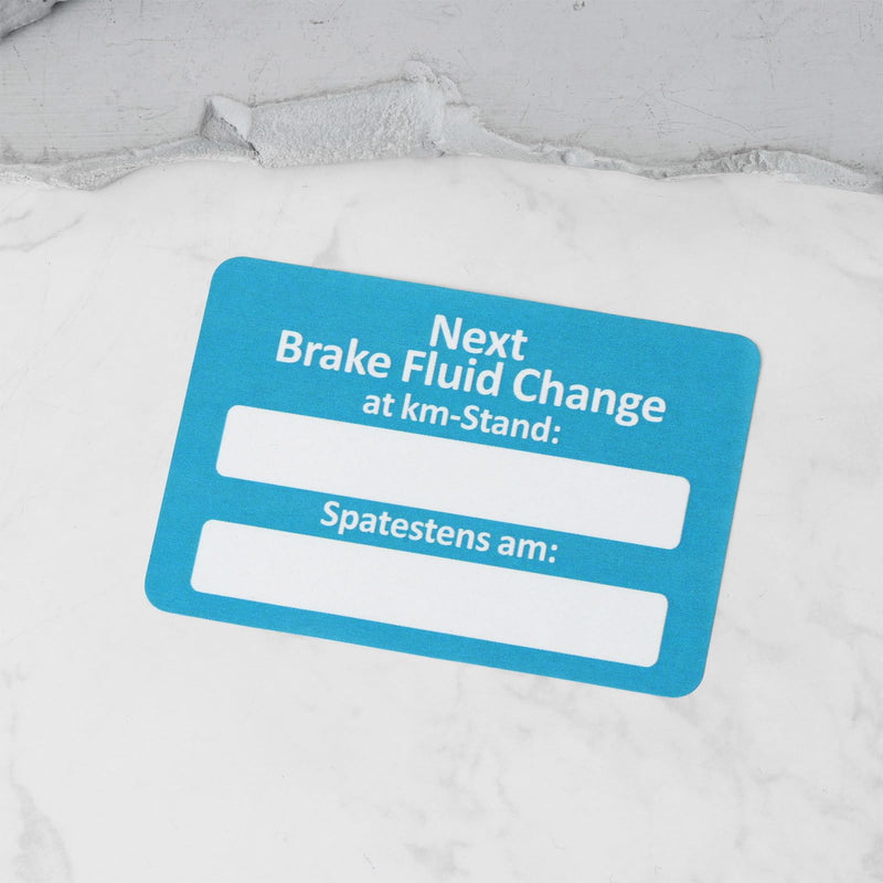 250Pcs Car Customer Service Stickers 60x40mm Text: Next Brake Fluid Change at, English Version