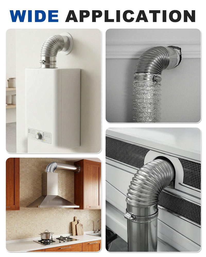 Rocaris 4 Inch 90 Degree Dryer Elbow Vent Tube with 4 Clamps and Aluminum Foil Tape, Stainless Steel Dryer Vent Elbow Connector for 4" HVAC Duct Pipe Ductwork (2PC) 2PCS