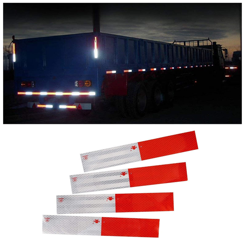 Reflective Tape, 2" × 12" × 20/30 Pack Red/White Self-Adhesive Outdoor Waterproof Safety Caution Warning Reflective Tape Trailer Reflector for Cars, Trucks, Trailers, Boats, Road Signs (20)
