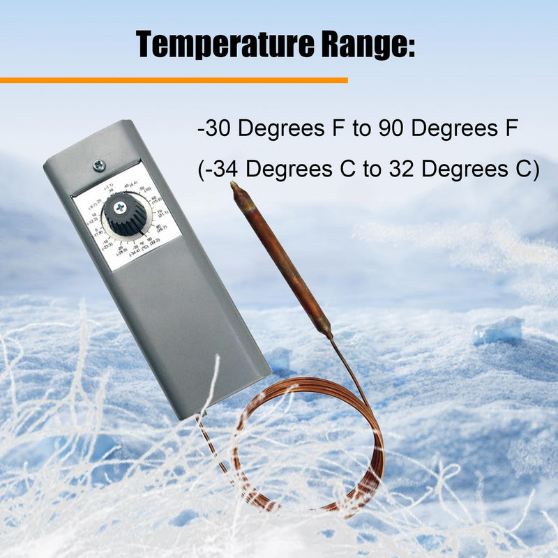 [Australia - AusPower] - W1609-101 Refrigeration Thermostat Temperature Controller Remote Bulb TH-1609 ( from -30 Degrees F to 90 Degrees F ,-34 Degrees C to 32 Degrees C, 5 Ft Capillary) 