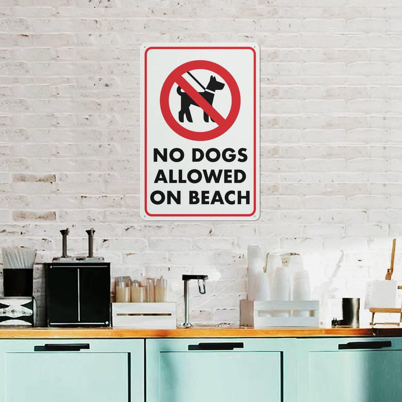 No Dogs Allowed On Beach Sign Outdoor Metal Sign - 12 X 8 Metal Signs For Business, Workplace, Office, Home, Delivery Signs, Road Signs, Garden Signs P402 8x12inch