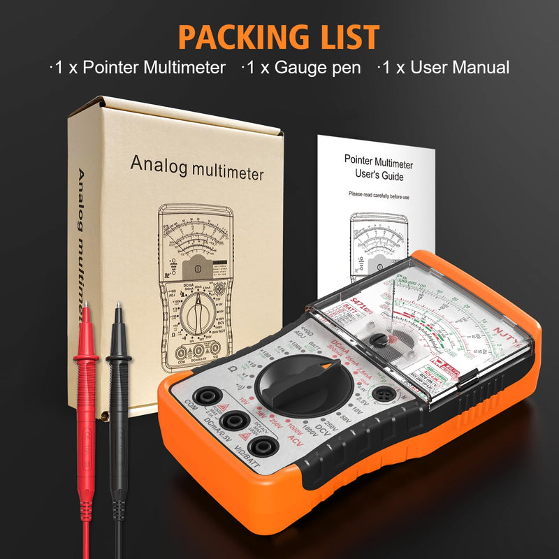 [Australia - AusPower] - S471 Analog Multimeter – Needle Meter for DC/AC Voltage, DC Current, Resistance, Continuity, hFE, Battery/Load Test, dB Level, with Built-in Backup Fuses 