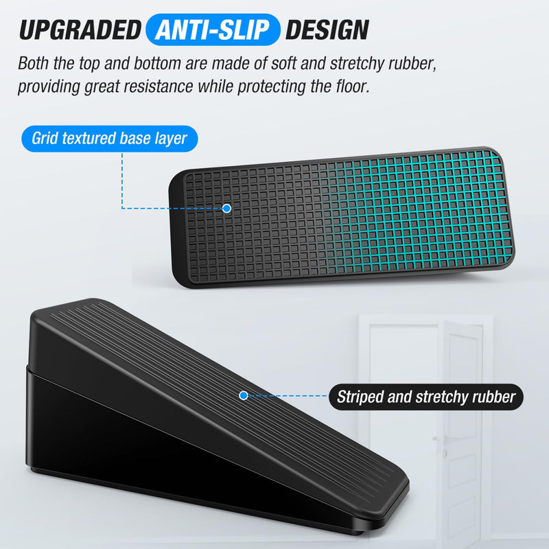[Australia - AusPower] - Crosize 2.2 inch Large Door Stopper, Strongest Metal Door Stops, Stackable to 4 inch, Non-slip Heavy Duty Big Door Stop Wedge for Bottom of Door, Black, 1 Pack 