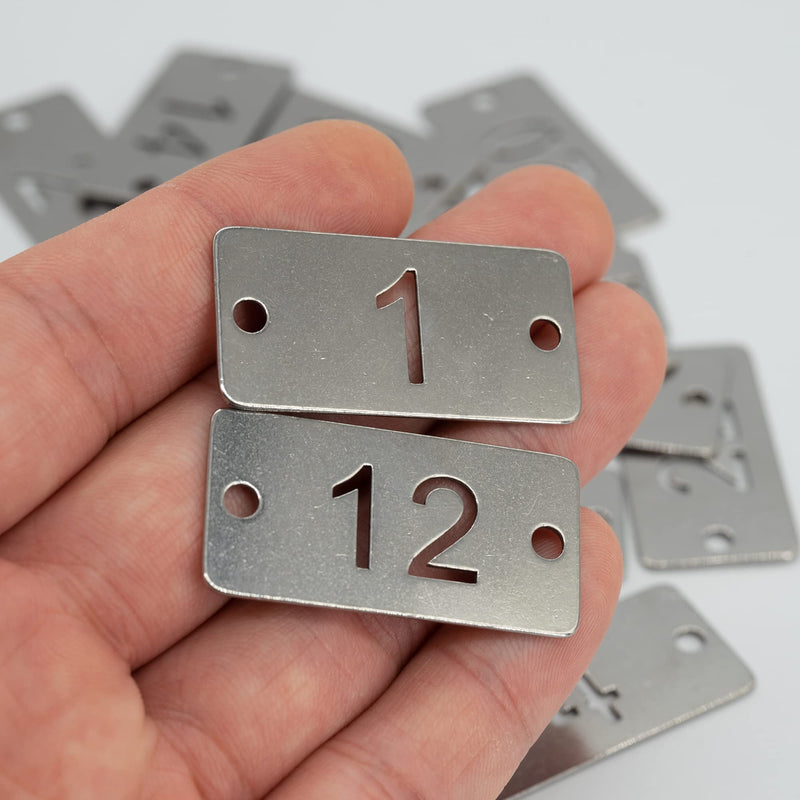 Rectangle Metal Hollowed Numbered Tags - Stainless Steel Key Tags (51-100) 51-100