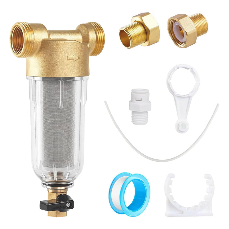 [Australia - AusPower] - Forhandy Water Filter Reusable Filter Combination 1 Inch & G3/4 "MNPT+G3/4" Pre-Filter Sediment Filter Fine Filter Flushable Fine Filter with Adapter Spin-Down Sediment Water Filter 1"&g3/4"m+g3/4"f 