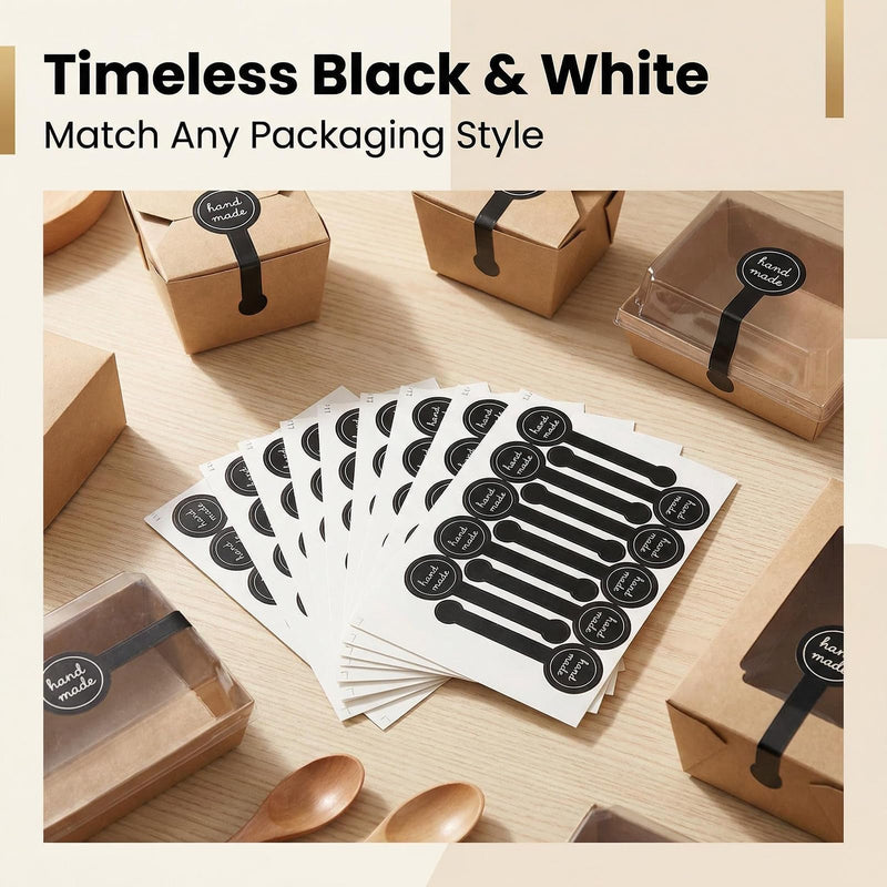 20 Sheets(200 Pcs) Food Retail Package Seal Self Adhesive Paper Sticker Labels Sealing Stickers Tamper Evident Decorative Labels for Handmade Baking Craft Arts and More