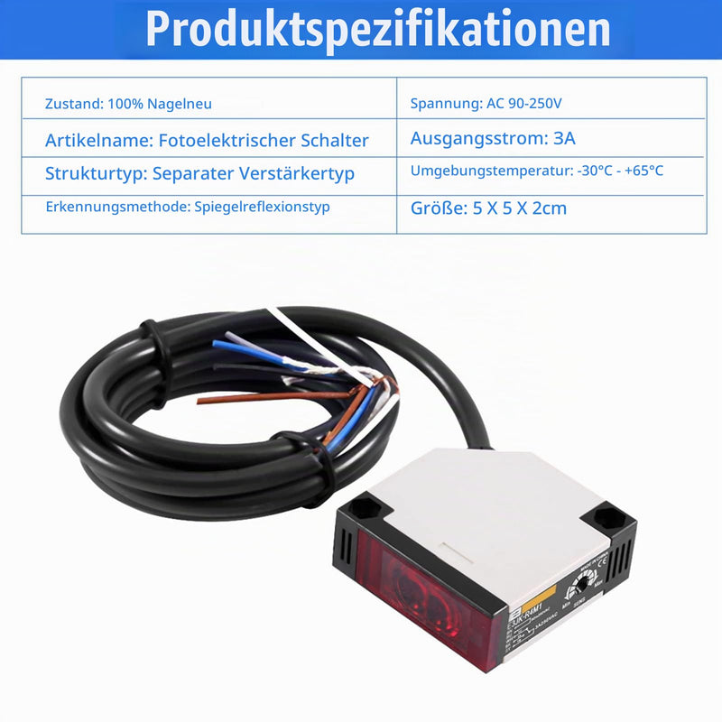 Keenso Reflective Photoelectric Switch, Pack of 1 E3JK-R4M1 Reflection Photoelectric Sensor AC 90-250V 3A Photoelectric Switch