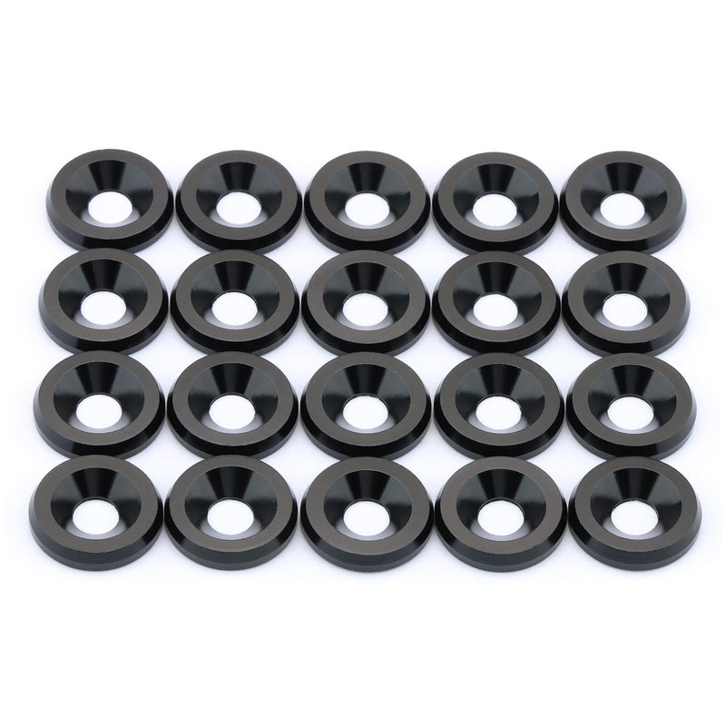 [Australia - AusPower] - 20 pcs CNC Finishing Countersunk Washer,M6x20mm 304 Stainless Steel Screw,for RC/FPV/PC/Drone/Mechanical Accessories Parts DIY Models (Black) Black 
